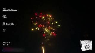 GM175 Sailor's Nightmare - 16 shot 500 Gram Cake - Tako Pyrotechnics